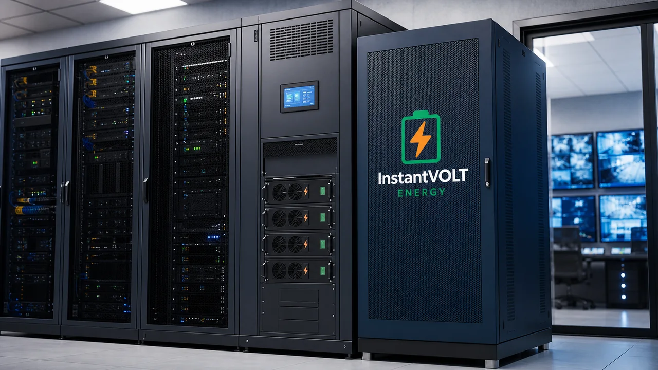 InstantVOLT Critical Backup schützt Server, Kommunikation und Sicherheitstechnik in einem kritischen Technikraum.